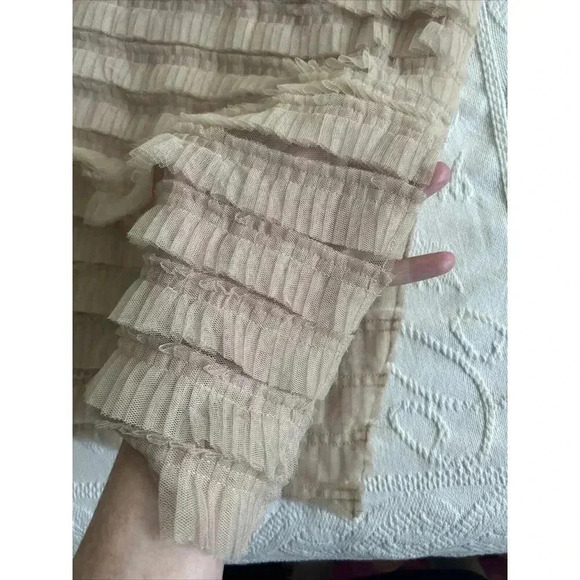 NWT Kimchi Blue Urban Outfitters Rita Ruffle Rose Dress Sheer Beige Tule Size M - Picture 13 of 16
